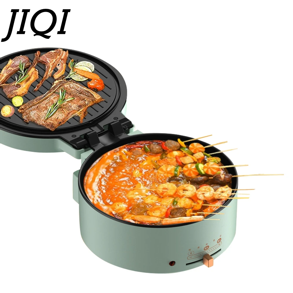 JIQI Household Double-sided Heating Machine Electric Skillet Baking Pan Crepe Pancake Maker Hot Pot BBQ Tool Frying Pan 220V