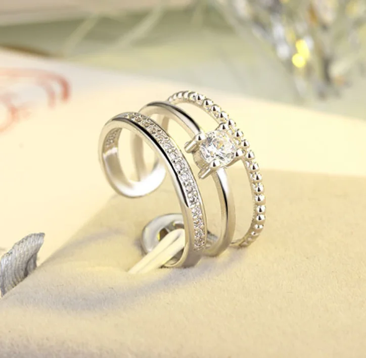 Neuer 925 Sterling Silber Ring mit 5A Zirkonia-Linien für Damen, Verlobungs- und Hochzeitsschmuck, Einfacher Modeschmuck, Geburtstagsgeschenk, Party-Ring