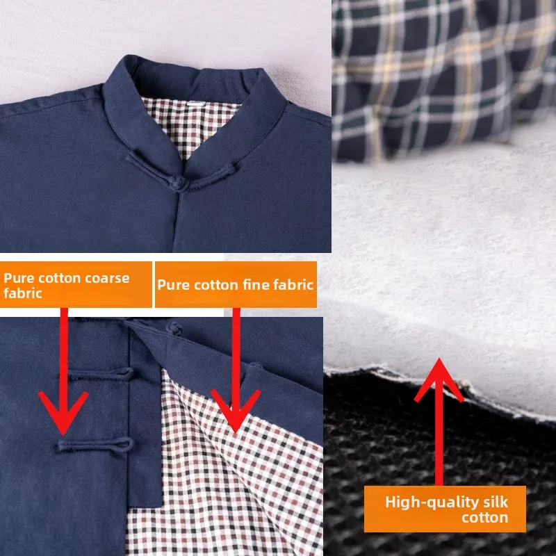 Thiened Pure Cotton Winter Jaet for ly Men Traditional Chinese Sle Button Design Warm Cozy ex Oversized Sewing