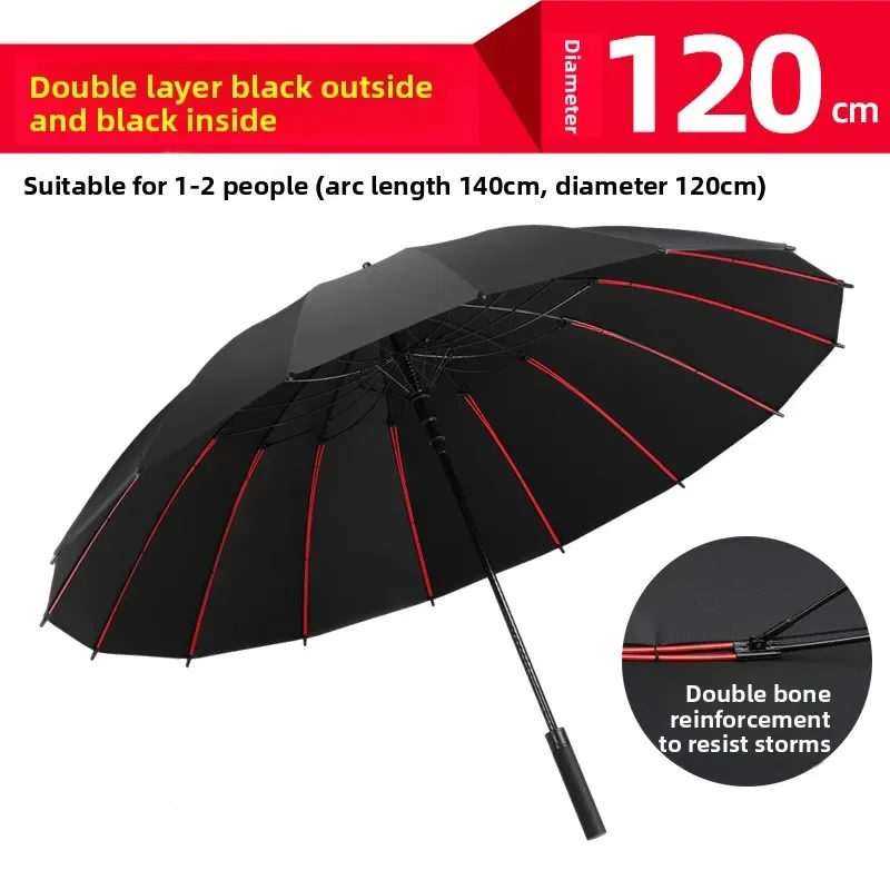 32-Rib Automatic Long Handle Umbrella Triple Person Extra Large Double Layer Thickened Stormproof Custom Outdoor Use 장우산