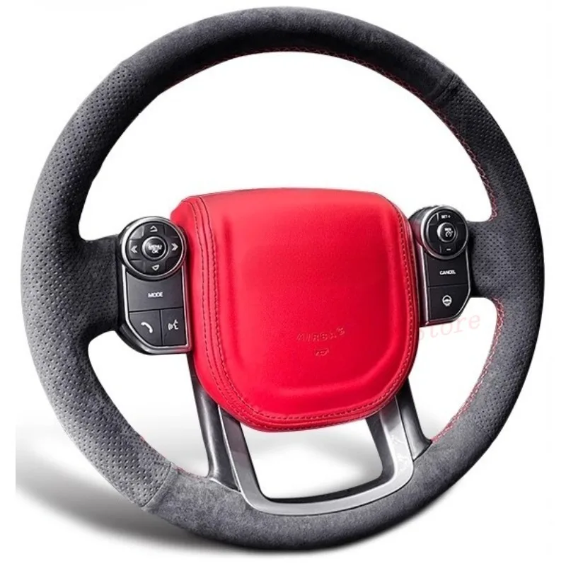 

DIY Hand Sewn Suede Anti Slip Steering Wheel Cover Wrap For Land Rover Defender Discovery 4 5 Range Rover Sport Car Accessories