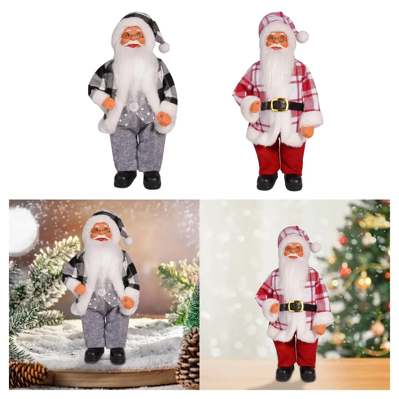 Santa Claus Figurine Doll Craft Convenient Cute Practical Christmas Decoration Santa Figure for Table Xmas Party Office Home