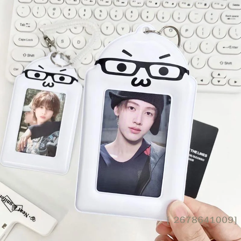 〔L〕 Campus Card Celebrity Fan-Made Cat-Shaped Protective Cover With Idol Display Pendant,Gift For Best Friend, PVC Canteen Car
