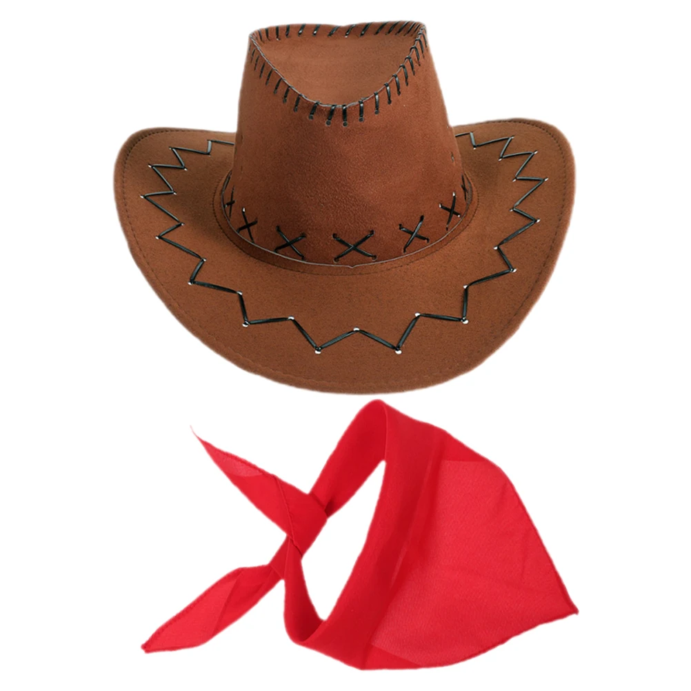

1 set 1 Set Western Cowboy Costume Outfit For Women Men Carnival Party Includes Cowgirl Hat Bandana Wild West Dress Up Props