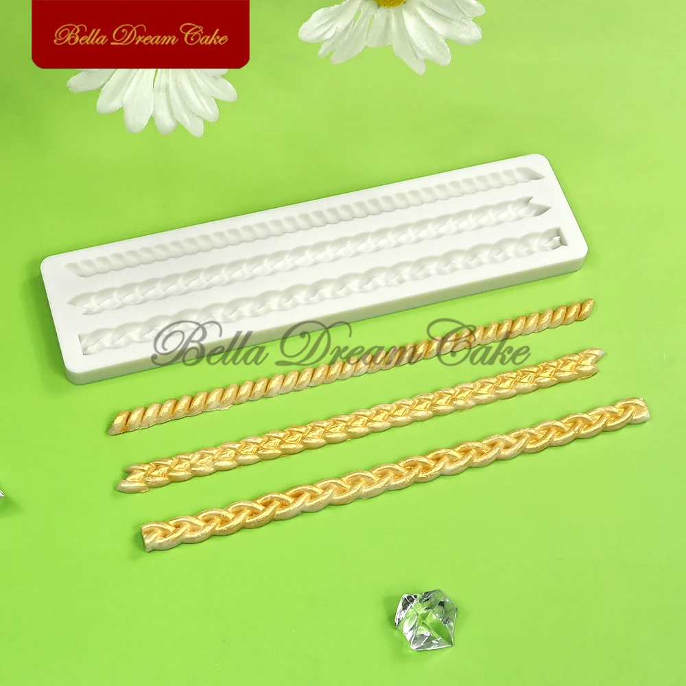 3D Chain Hemp Rope Design Silicone Mold Fondant Chocolate Mould DIY Clay Gumpaste Model Cake Decorating Tools Kitchen Bakeware