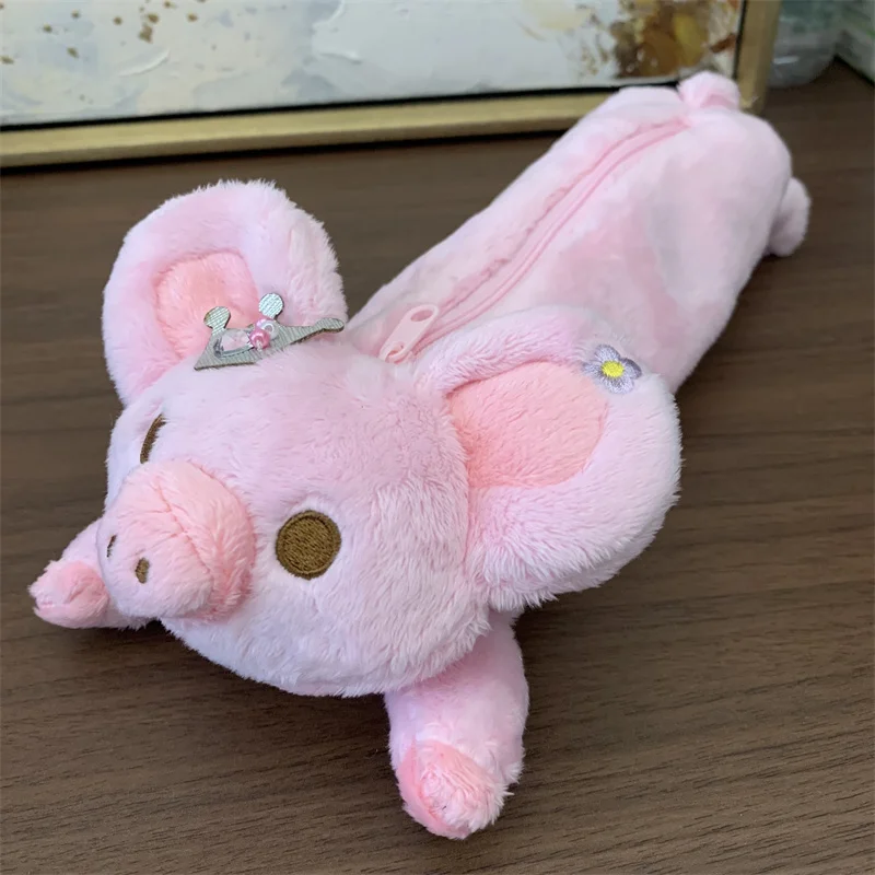 Piggy Girl Pig Plush Pencil Cases Animals Kawaii Cute Pencil Pouch Storage Organizer Bag School Stationery Supplies