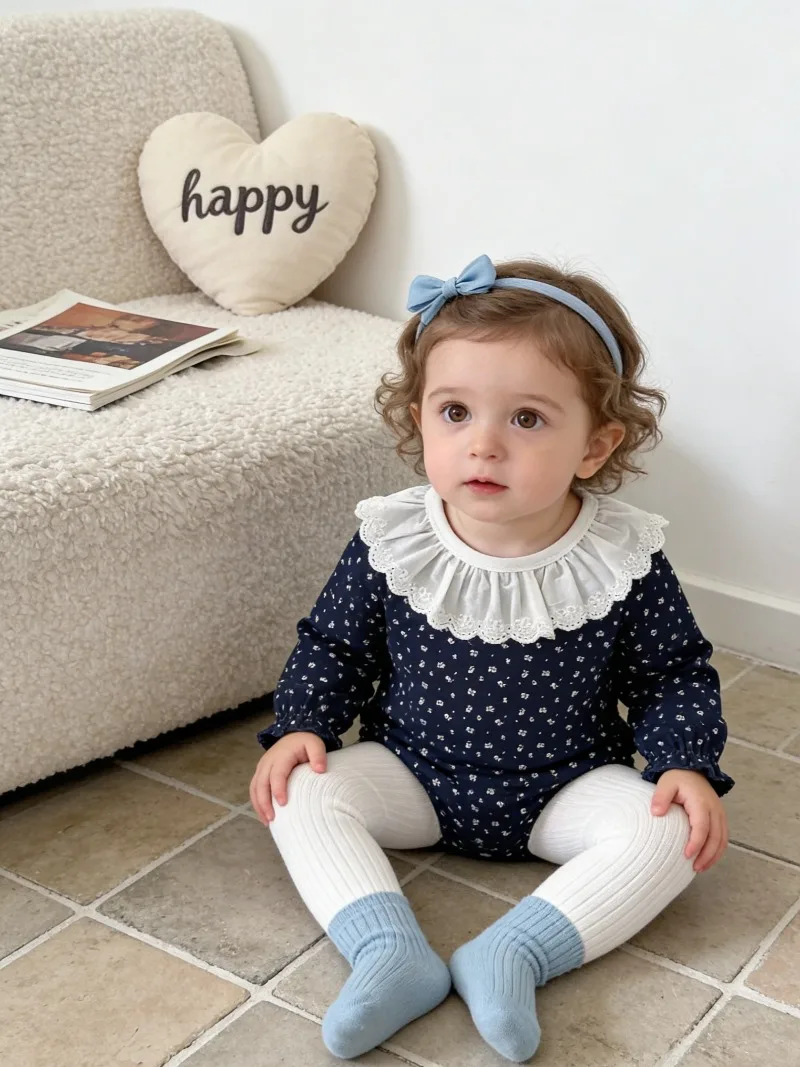 

Baby's Jumpsuit Lace Collar Bag Fat Clothes Cotton Boneless Hare Clothes Baby's Triangle Climbing Clothes Girl Boys One-Pieces