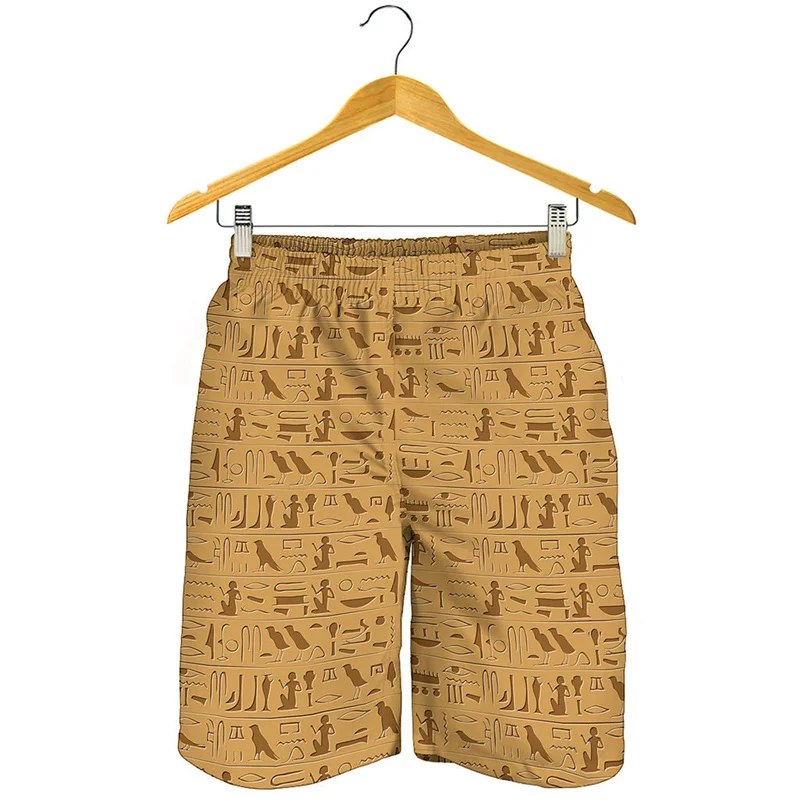 Ancient Egypt 3D Print Beach Shorts Men Egyptian Murals Graphics Surf Board Shorts Streetwear Short Pants Summer Swim Trunks