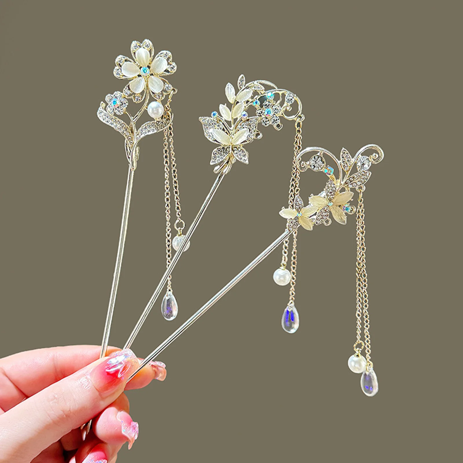 Female Hair Stick Hairpin Cat Eyes Flower Hair Clip Alloy Jewelry Hairpin For Women Ancient Han Costume Hair Bun Jewelry view 5