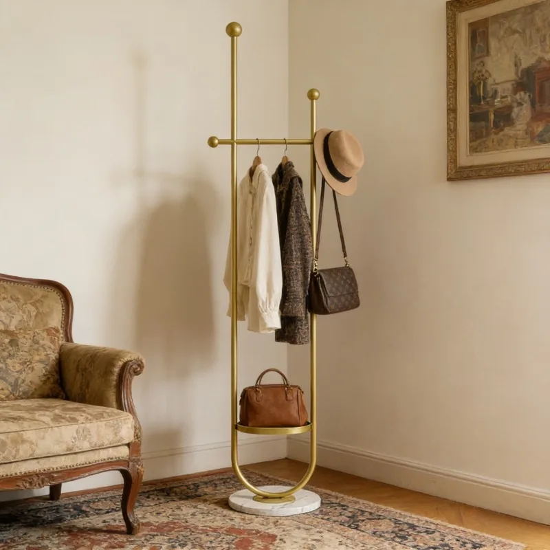 Golden Metal Clothing Rack, Heavy Duty Garment Rack with Marble Base
