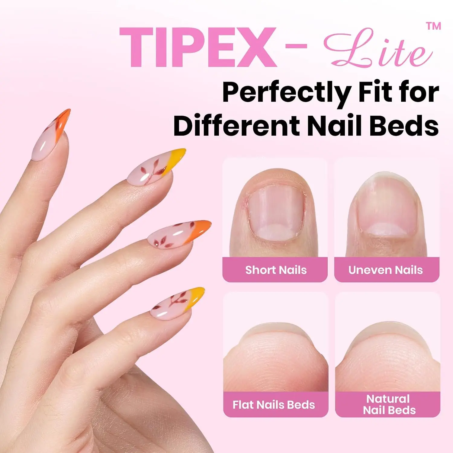 مجموعة أطراف أظافر متوسطة الحجم من اللوز، 192 قطعة 16 مقاسًا مع غراء للأشعة فوق البنفسجية، وقاعدة ومعطف علوي، ومصباح صغير، وأطراف أكريليك محفورة مسبقًا