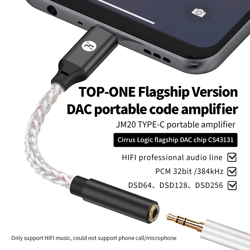 JCALLY JM20 Max CS43131 Type C to 3.5mm HiFi DAC JM20 Digital Audio Decoding USB C Earphone AMP Adapter for Android iPhone 15 16
