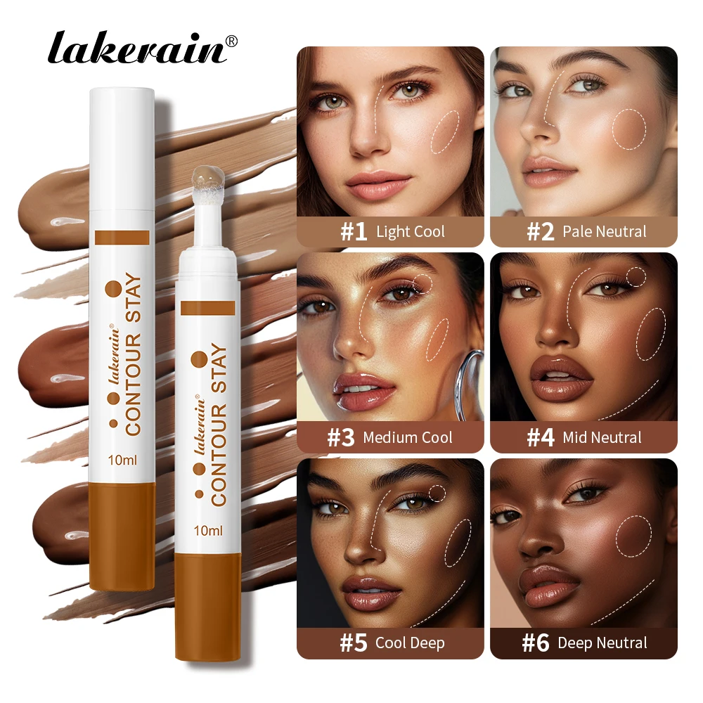 Crema bronceadora de larga duración para contorno líquido, 6 colores, maquillaje de contorno, contorno facial hidratante nutritivo de larga duración, 6 colores