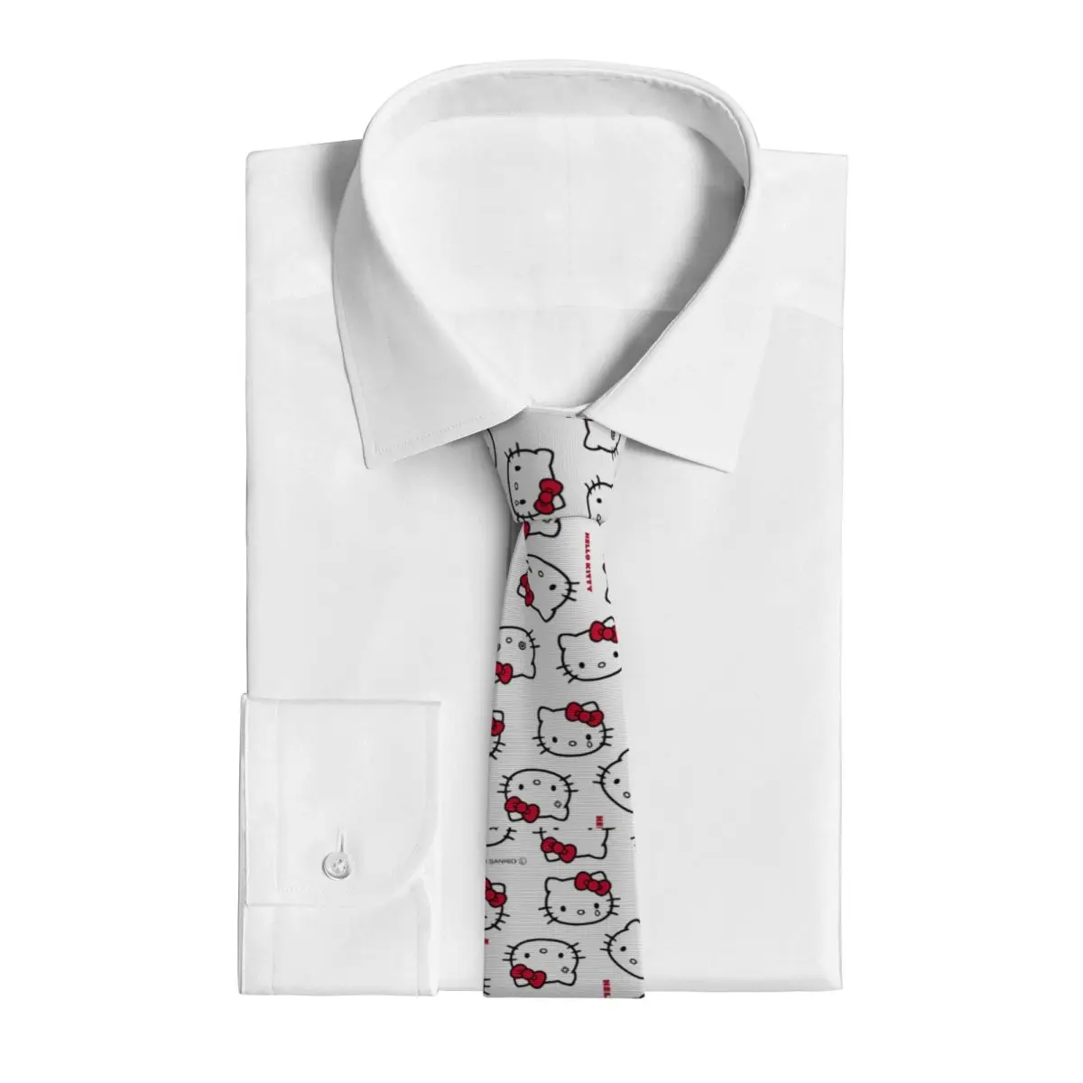 Hello Kitty Kawaii Necktie Men Women Polyester 8 cm Neck Ties for Mens Skinny Wide Suits Accessories Cravat Office