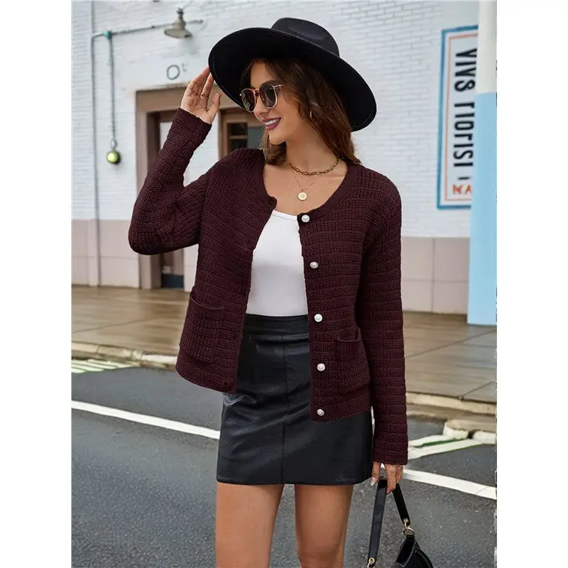 CHCH المرأة سترة متماسكة البلوزات الخريف أزياء طويلة الأكمام زر أسفل العصرية عارضة سترة الملابس الشتوية #3