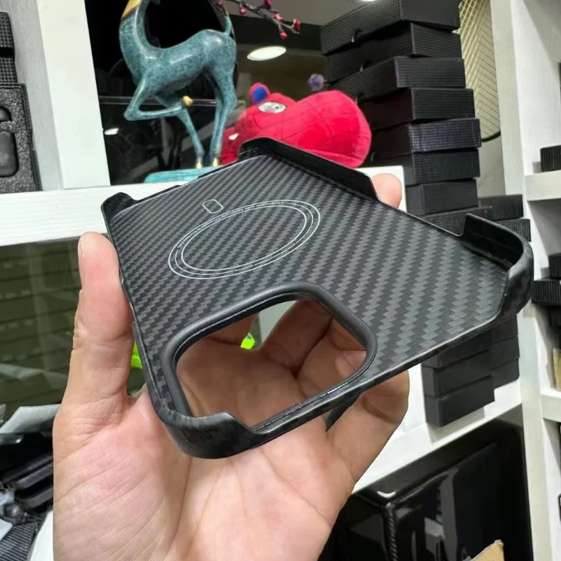Aramid Fiber Case for IPhone 14 Case Built-in Magnet Compatible with MagSafe Carbon Fiber Case IPhone14 Pro Max Metal Lens Ring