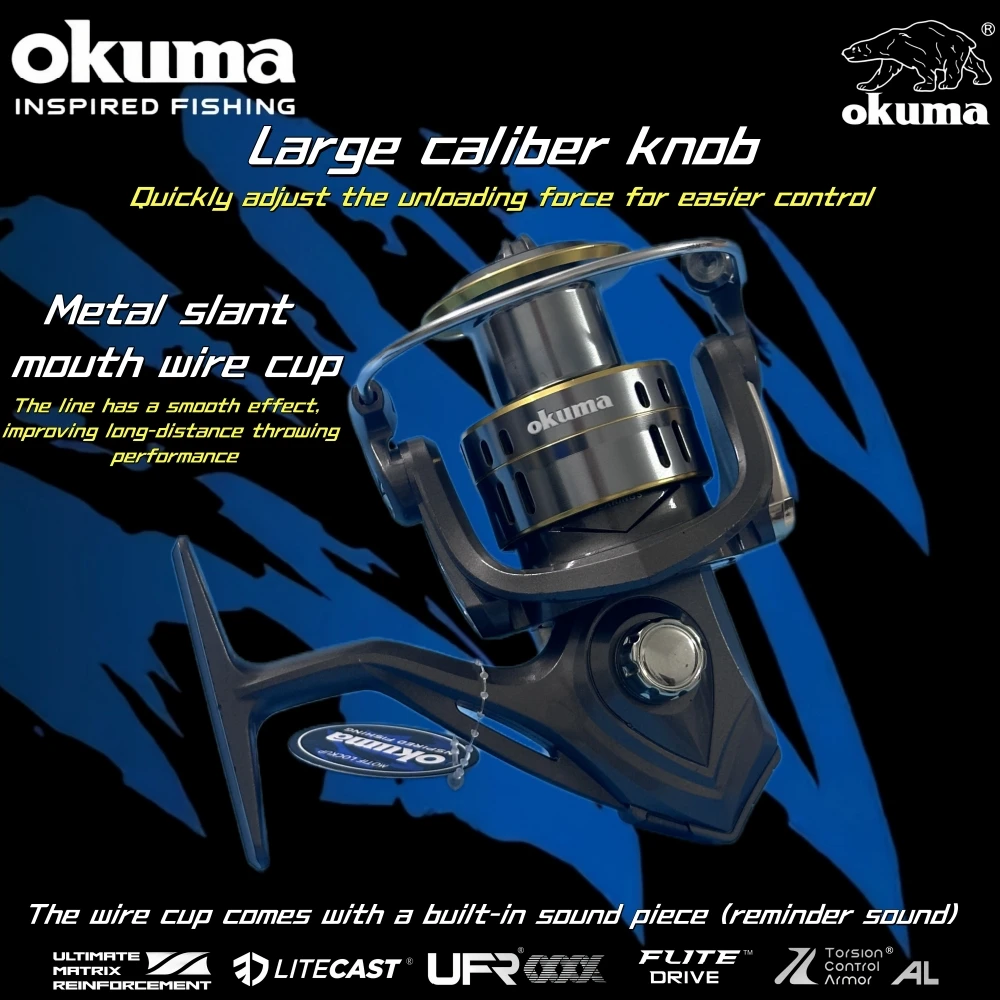 OKUMA kołowrotek spinningowy kołowrotek ultralekka metalowa szpula lekki sprzęt 12KG Max Drag, kołowrotki do dalekiego rzucania na słonej wodzie