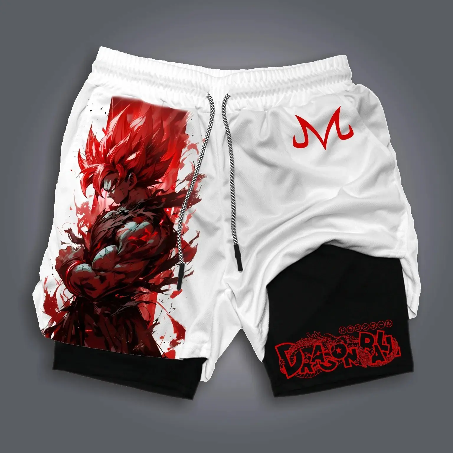2026 Dragon Ball Z Vegeta Anime Men Shorts Summer Casual Sports Pants Gym Workout Streetwear Quick-dry Double Layer 2-in-1