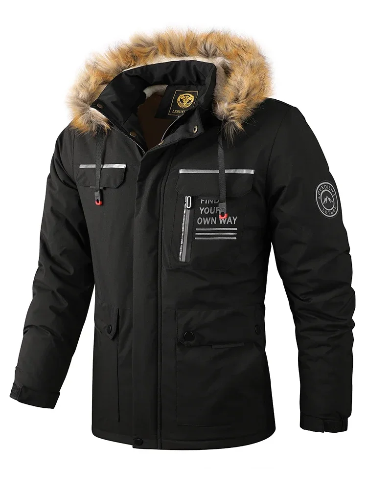 

Новая мужская стеганая утолщенная новая повседневная модная ветровка с капюшоном, ветрозащитная зимняя уличная парка, спортивная одежда, водонепроницаемая