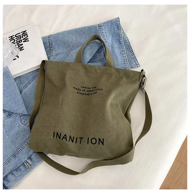 Waschbare, dicke Handtasche, modische Tasche mit großem Fassungsvermögen, japanische einfache Canvas-Umhängetasche, Unisex-Umhängetasche für Studenten, für den täglichen Gebrauch – Detail 10