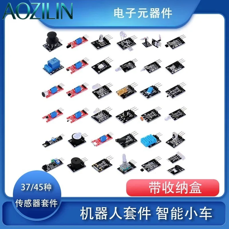 AOZILIN 16/37/45pcs Sensor Module Learning Kit Electronic Experiment Parts Support STM32 51 Microcontroller Tutorial Materials