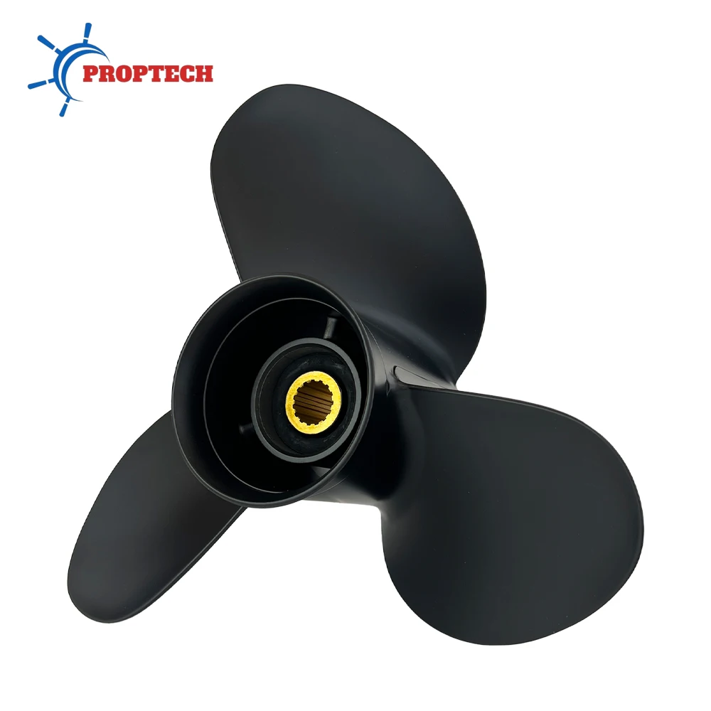 Hélice de barco adequada para 60hp 70hp 90hp 100hp 115hp 140hp Suzuki 13 3/4 × 17 Parte de motor de popa de liga de alumínio 3 lâminas 15 dentes estriados