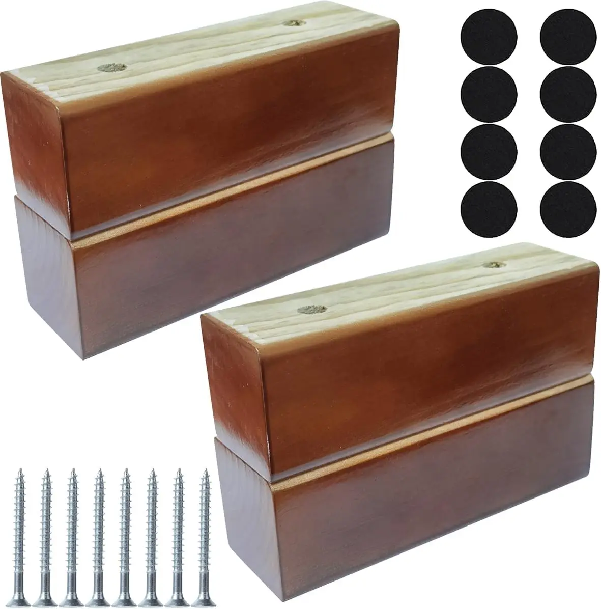 

2 Inch Wooden Sofa/Bed Riser L Shaped Wood Furniture Legs/Couch Legs/Replacement Sofa Feet/Dresser Leg Set of 4 (Rectangle, Dark