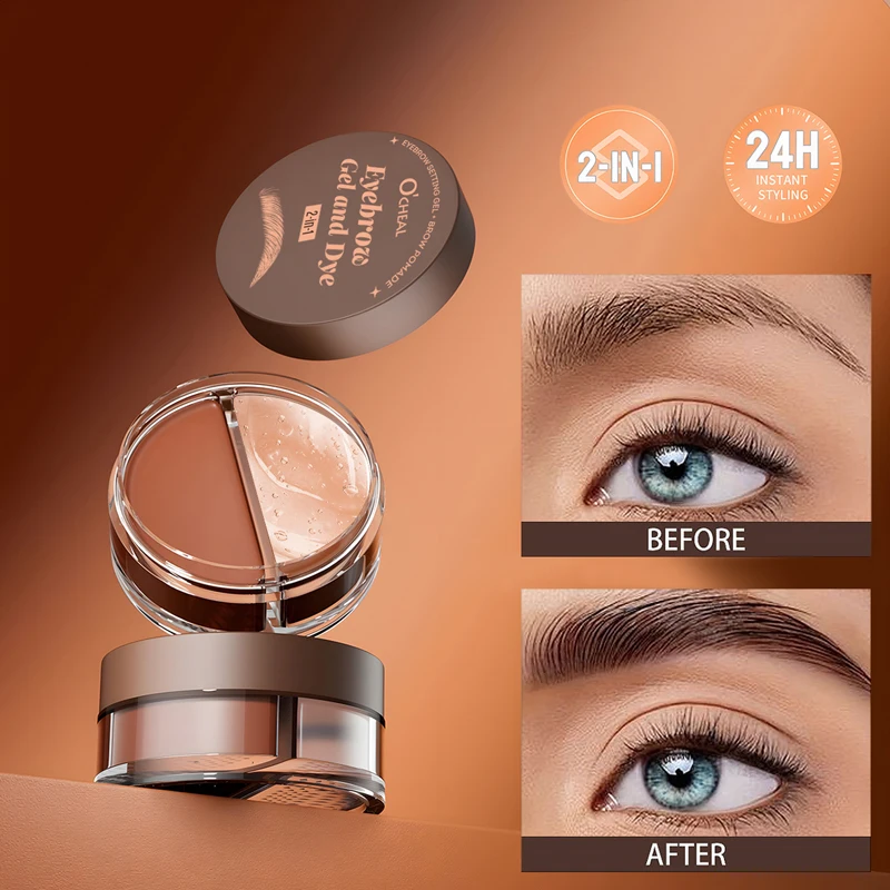 2-in-1-Augenbrauenfarbstoff + Styling-Augenbrauengel, wasserfest, bruchsicher, langanhaltende Make-up-Effekt, um eine natürliche Augenbrauenform zu schaffen