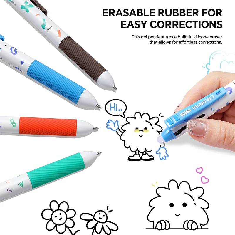 12-Pack 3-Color Erasable Gel Pens 0.7mm Multi Color Retractable Pens For Students Writing Note Taking Office Supplies
