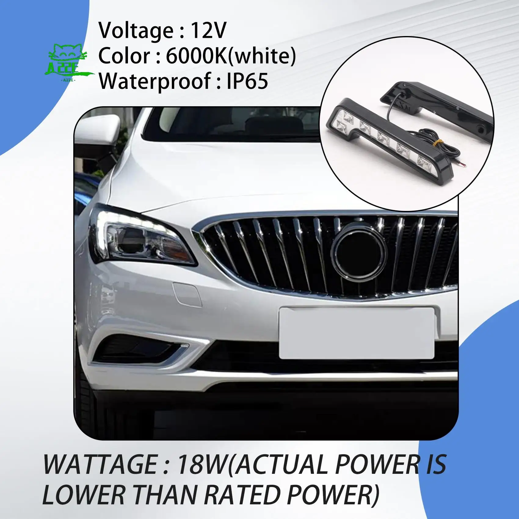 Feux de jour LED super lumineux A22E-2X 12V pour voitures, feux de conduite LED étanches, feux antibrouillard, accessoires de style automobile