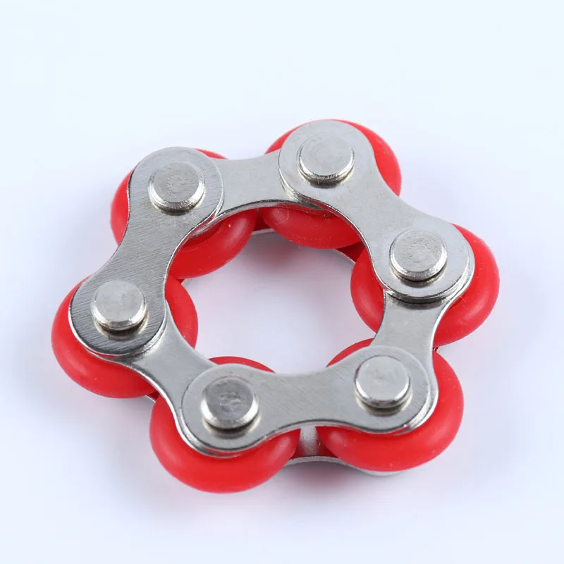 Hot sale Stress Relief Flippy Rubber Roller key ring toy hand spinner Bike 6 Chain Fidget Toy