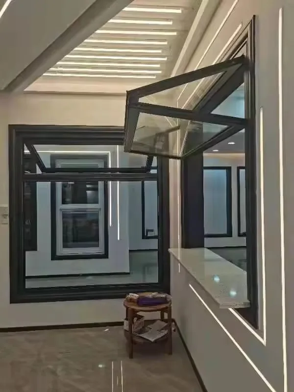 Any Size Custom High Quality Brown Glass Soundproof Double Folding Window Custom Aluminum Folding Window For Home Villa