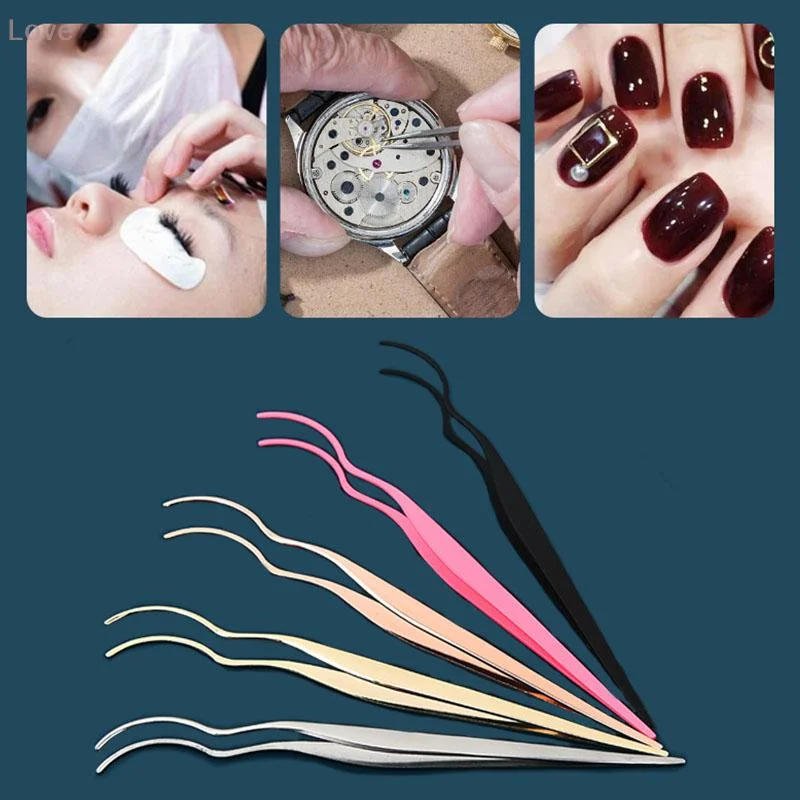 [L&P]False Eyelash Tweezers Applicator With Stainless Steel Eyelash Extension Curler Nipper Clip For Makeup Beauty