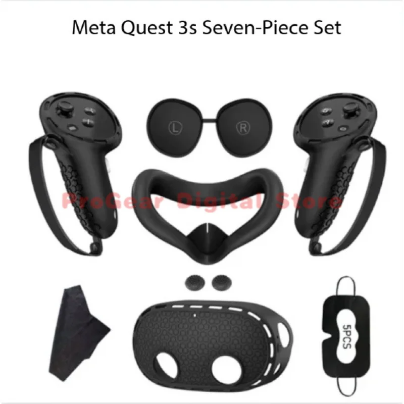 

Новый силиконовый защитный чехол для Meta Quest 3S, силиконовые накладки на контроллеры Quest3S (7 шт.), силиконовая маска для лица.