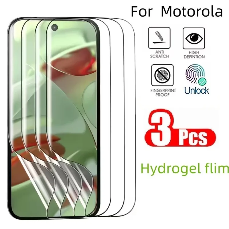 Film Hydrogel 3 pièces pour Motorola Edge 20 Pro Lite 30 40 50 60 Neo Fusion Edge 2022 Plus 2023, protecteur d'écran