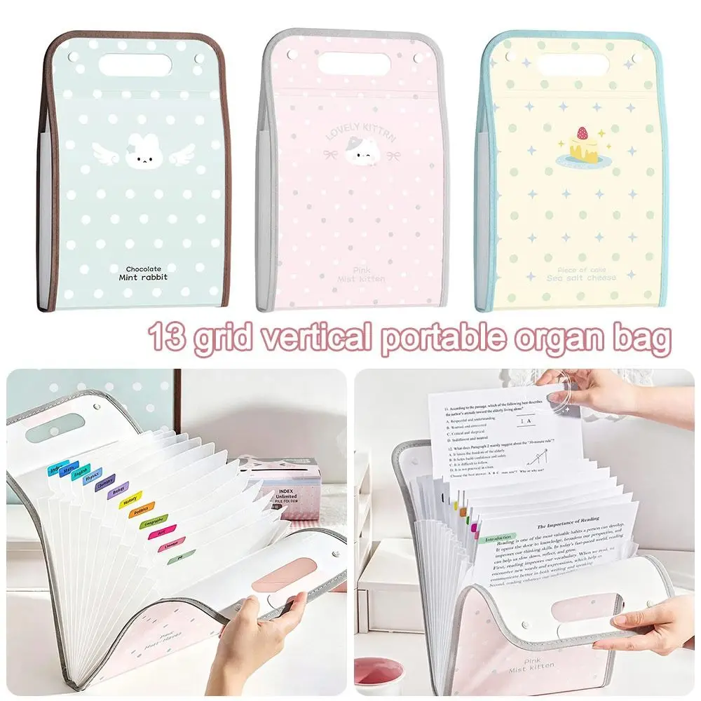 PP Accordion File Organizer Multi-Compartment Structure Portable Carry Handle Expanding File Folder Student Paper Organization