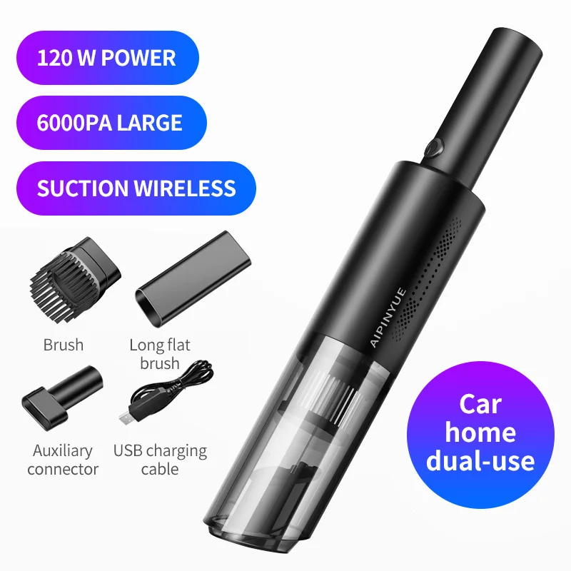 Car Vacuum Cleaner Handheld Wireless Charging For Interior Use Portable Mini High-power Super Strong Suction Vacuum Cleaner