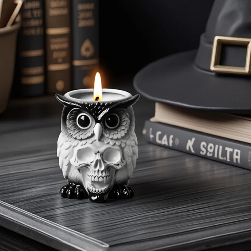 Spectral Owl Candle Cup Silicone Mold DIY Handmade Concrete Plaster Candle Jar Flowerpot Epoxy Resin Molds Home Décor
