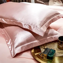 2PCS 100% Summer Double-Sided Cool Ice Silk Pillowcase Made of Real Silk  for Hair and Skin Home Pillow Cases