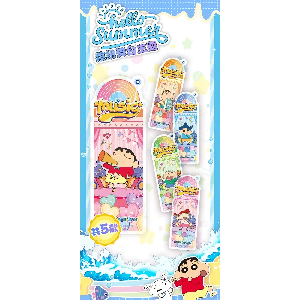 Tarjetas de colección originales KABAO Crayon Shin-chan, tema de verano de Anime, diseño de forma especial, personajes divertidos, tarjetas de tira larga, regalos