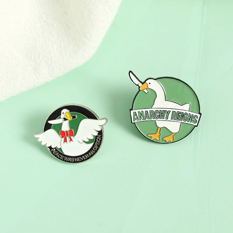 Pin Clothes Accessories Lapel Pins Creative Cartoon Cute Big White Goose Shape Paint Alloy