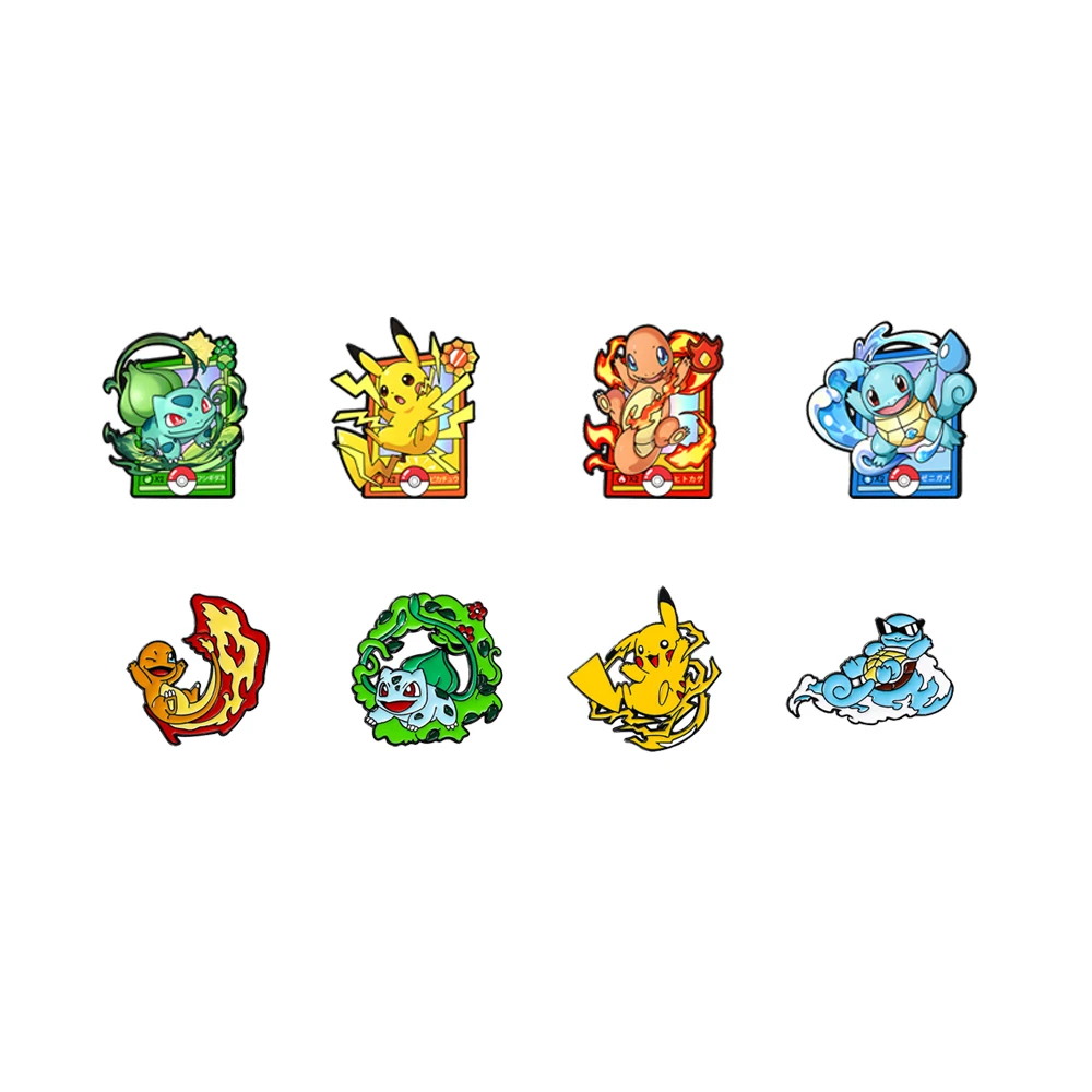 8-teiliges Pokemon-Emaille-Pin-Set, japanischer Anime-Cartoon, Pikaqiu Mewtwo, Sammel-Pins für Rucksäcke, Geschenke für Fans und Freunde