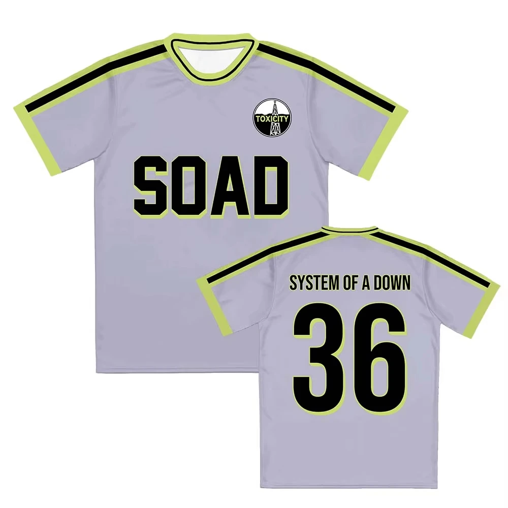 System of A Down Soda Tour Football Tee Jersey Streetwear Design Graphic Print Merch Tops Suitable for Adults and Children