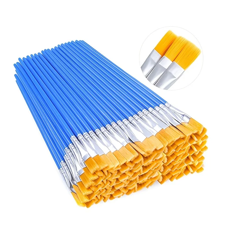 

100pcs Paint Brushes Set for Kids Acrylic with Flat Pointed Paint Brushes Craft Watercolor Oil Painting Brushes
