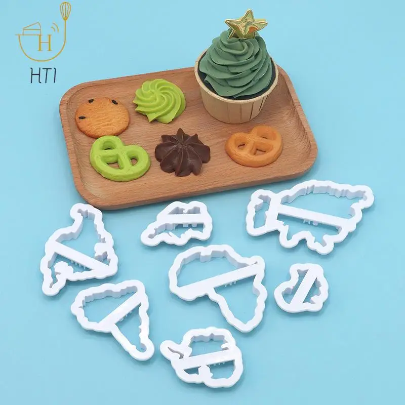 Seven Continents Shape Cookie Cutters 3D Plastic World Map Biscuit Mold Cookie Stamp DIY Fondant Cake Mould Pastry Baking Tool