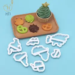 Seven Continents Shape Cookie Cutters 3D Plastic World Map Biscuit Mold Cookie Stamp DIY Fondant Cake Mould Pastry Baking Tool