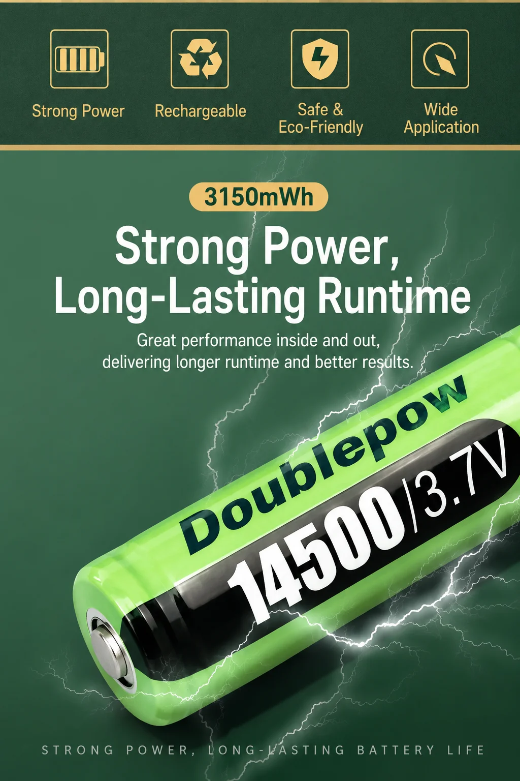 AA Size 14500 Lithium Rechargeable Battery 3.7V 2960mWh High Capacity For Electric Toothbrush