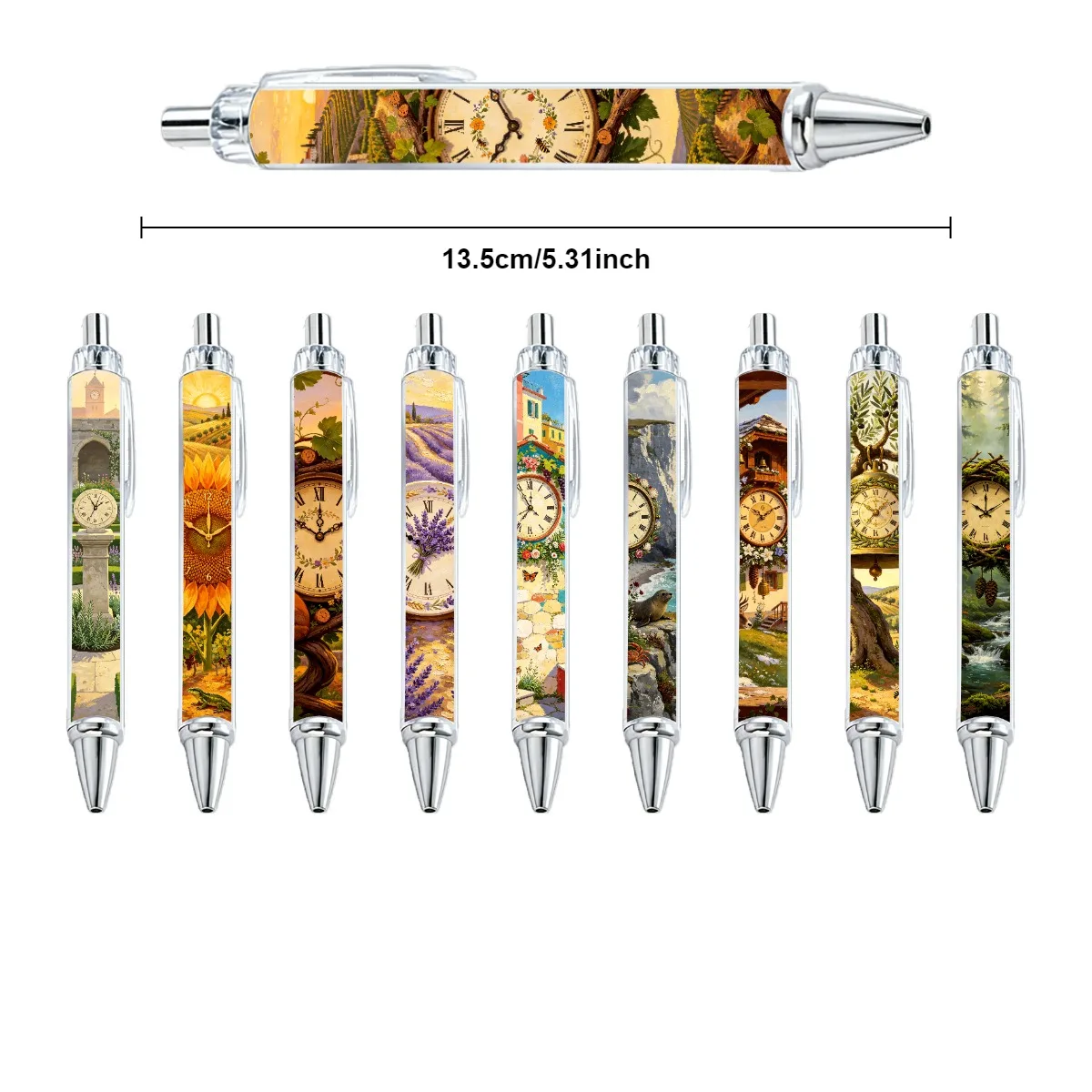10 PCS Plant Clock Theme Neutral Pens