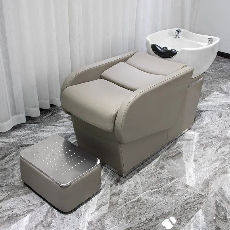 

Semi-lying Shampoo Bed Barber Shop Shampoo Bed Special Ceramic Deep Basin Flushing Bed for Hair Salon