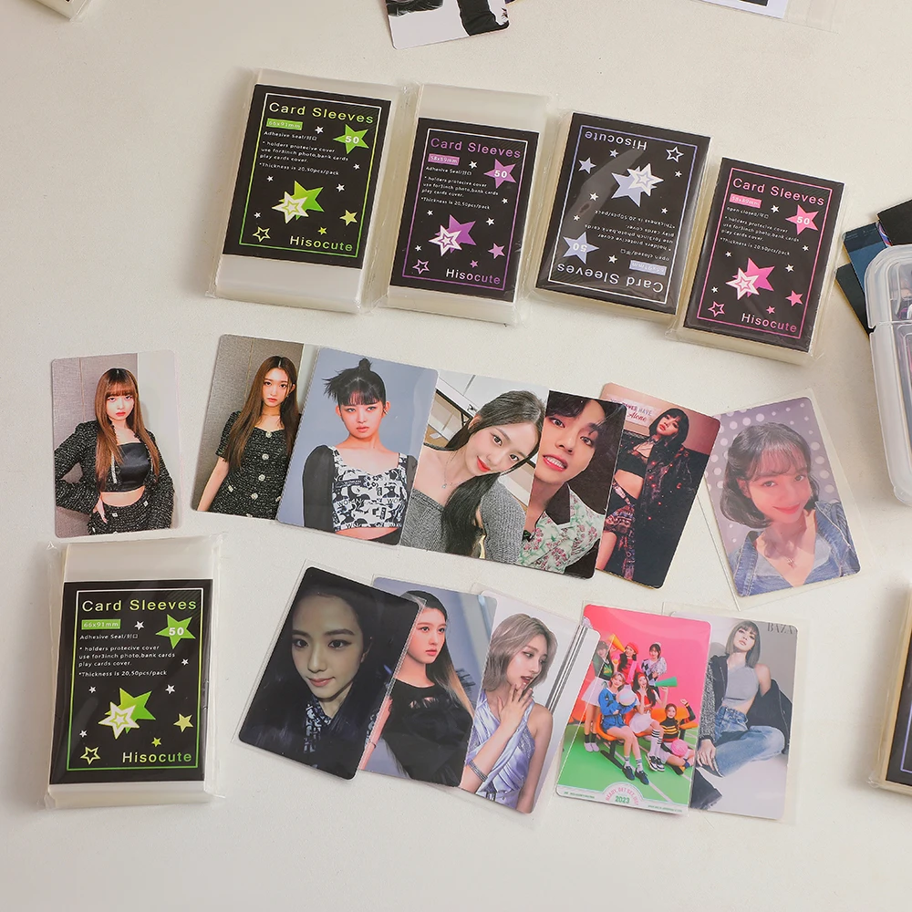 50Pcs Kpop Stationery Photocard Holder ID Card Holder 50 Sheets Protector Work Card Holder Korea Toploader Korea Decor PVC